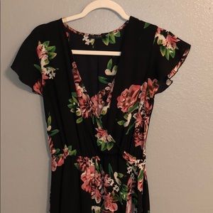 floor length black flower dress